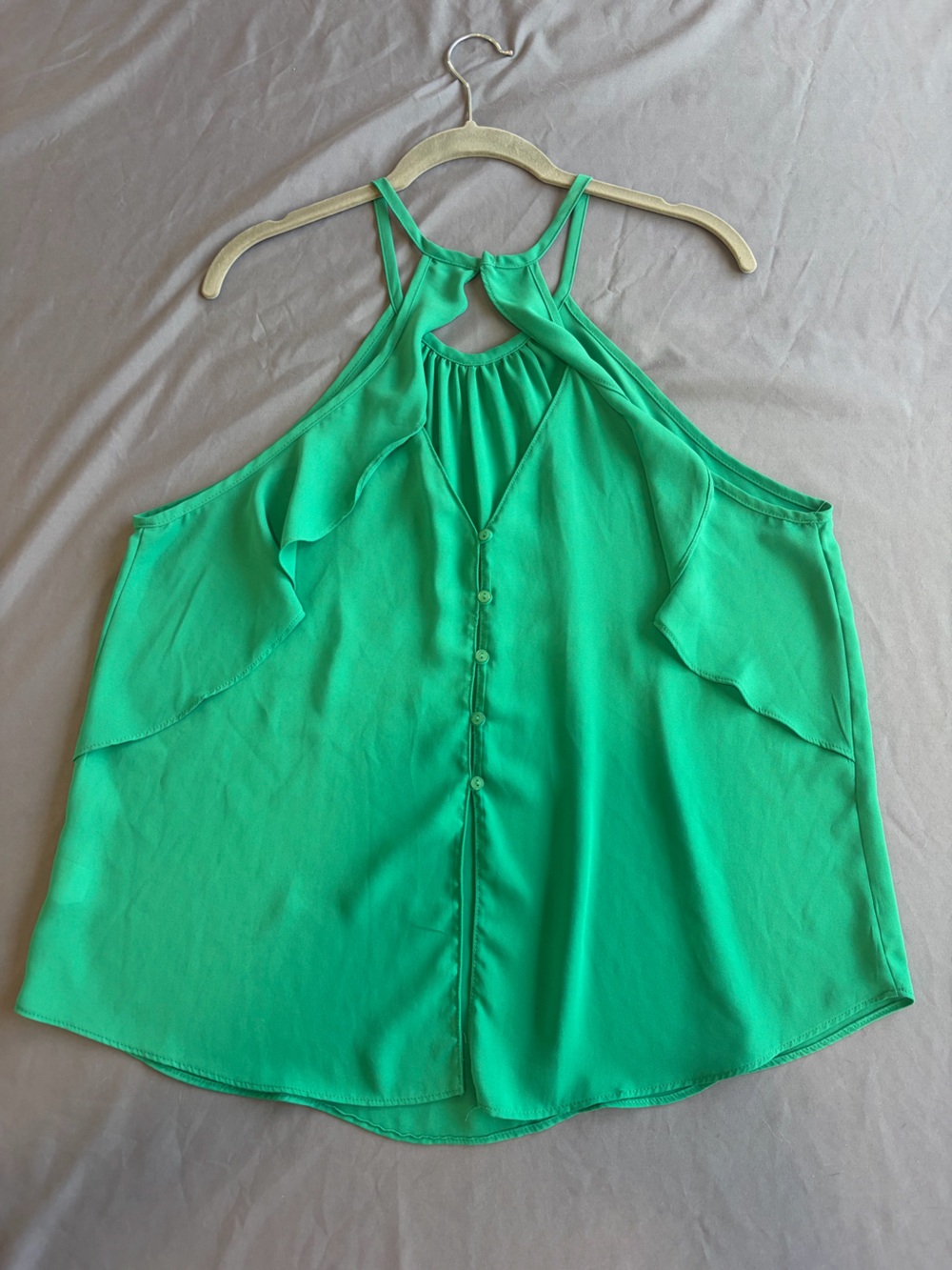 Women’s Lush Large Green Flowy Halter Tank - Picture 2 of 10